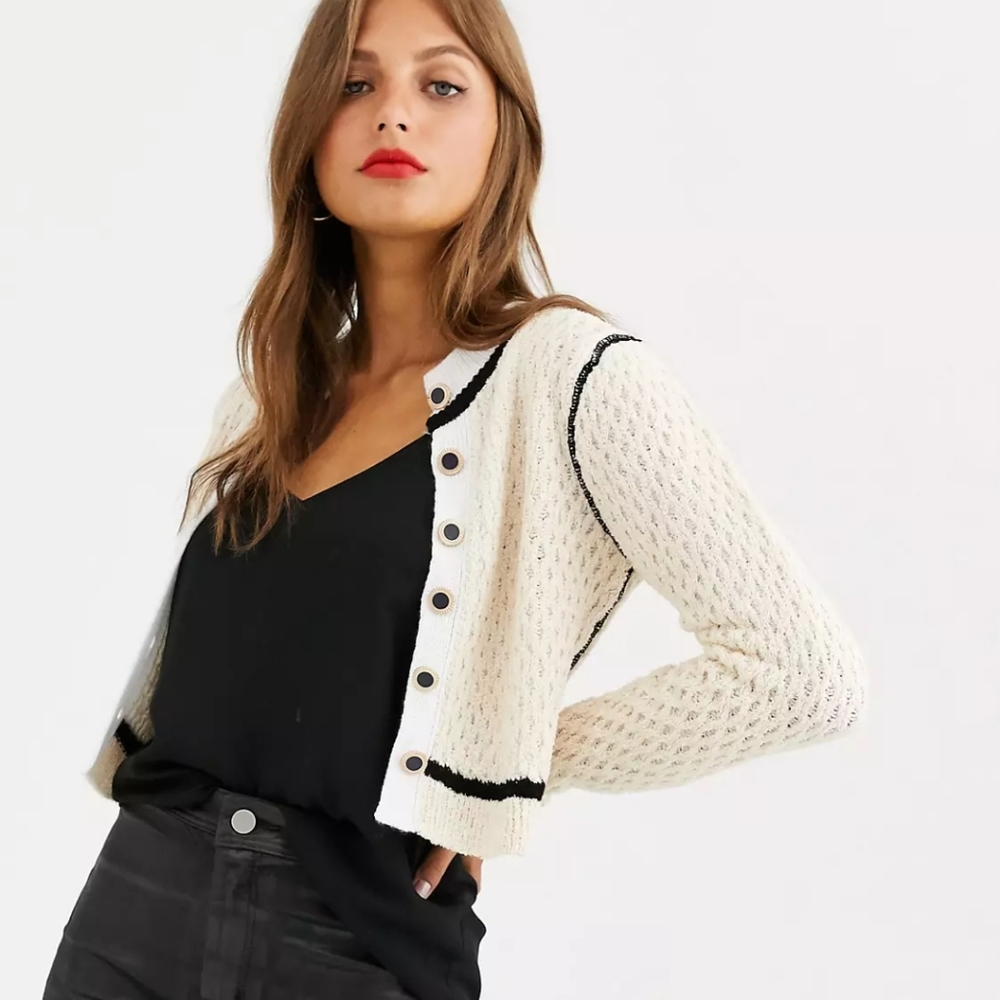 Asos Contrast Trim Cardigan in Textured Yarn 🆕️